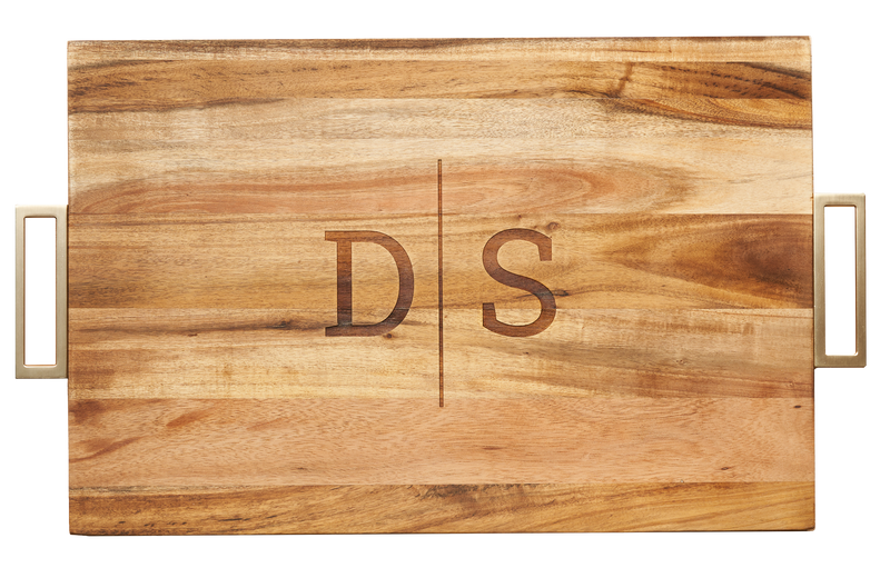 Acacia Modern Personalized Wood Cutting Board 18" X 12"