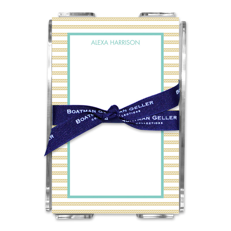 Personalized Note Sheets in Acrylic Rope Stripe Gold - Boatman Geller