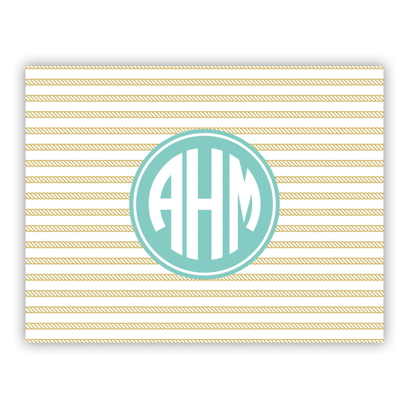 Personalized Folded Note Cards Rope Stripe Gold - Boatman Geller