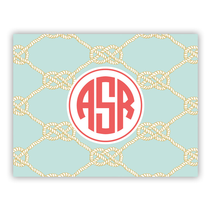 Personalized Folded Note Cards Nautical Knot Sea - Boatman Geller