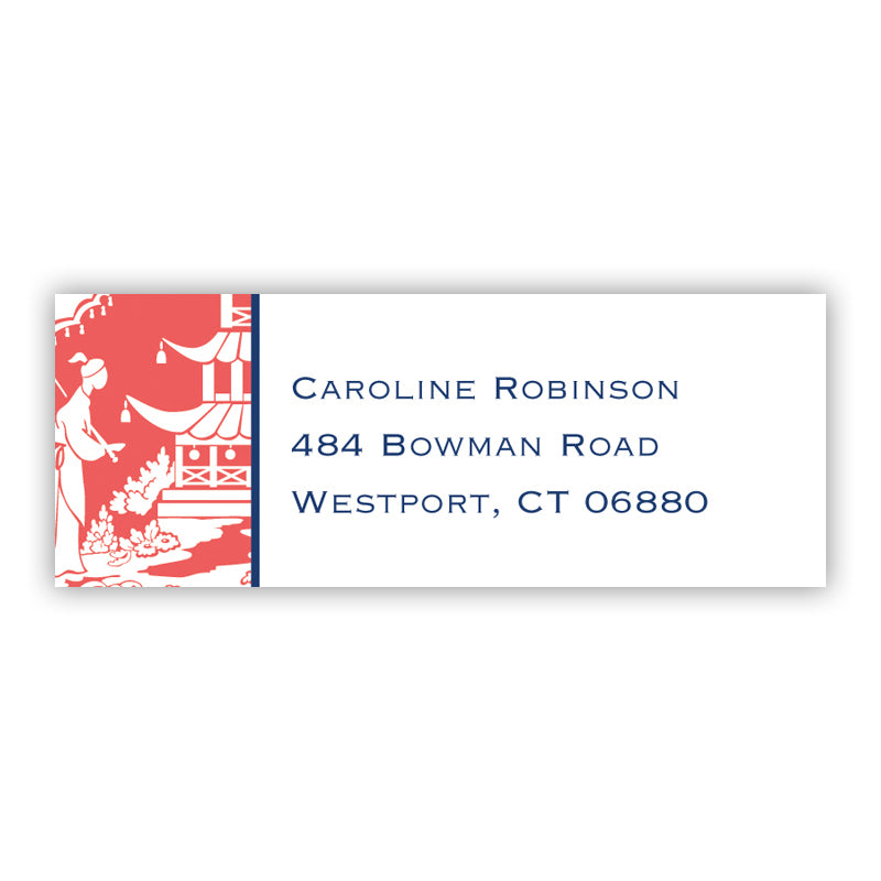 Personalized Address Labels Pagoda Garden Coral - Boatman Geller
