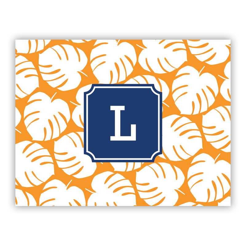 Personalized Folded Note Cards Palm Tangerine - Boatman Geller