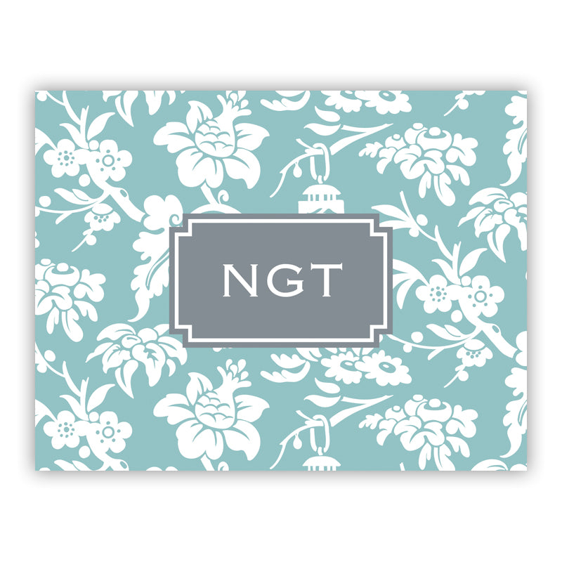 Personalized Folded Note Cards Anna Floral Slate - Boatman Geller