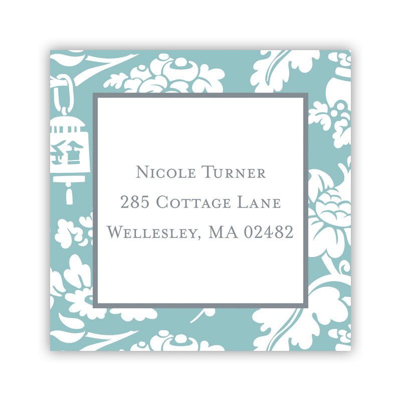 Personalized Square Sticker Anna Floral Slate by Boatman Geller