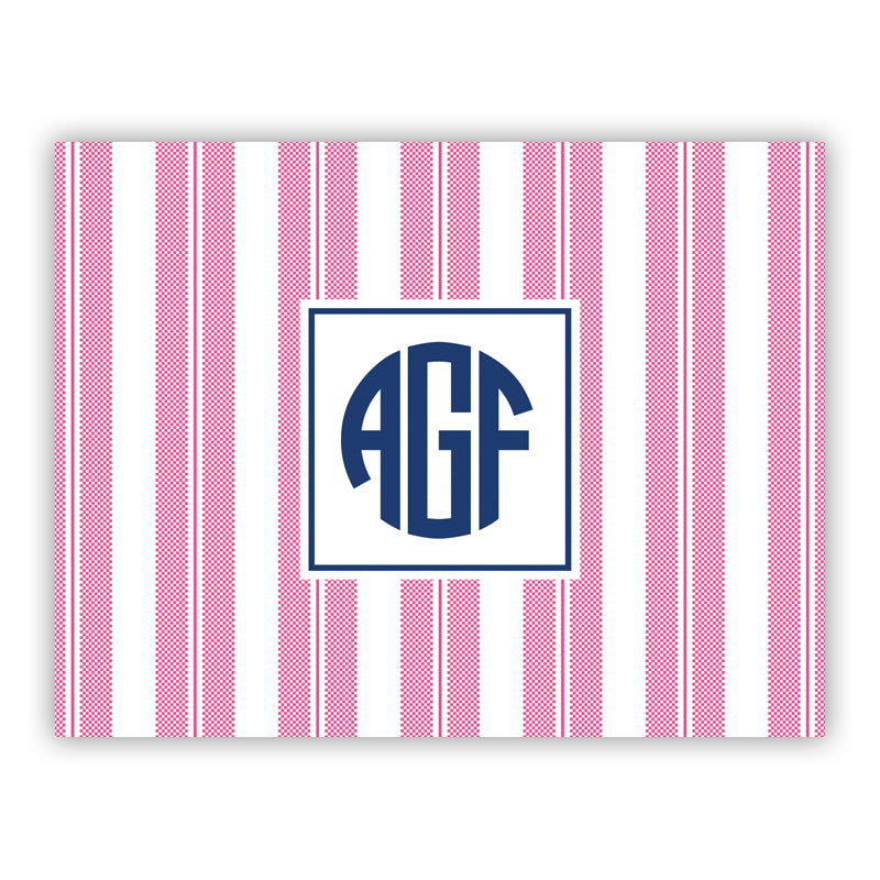 Personalized Folded Note Cards Vineyard Stripe Raspberry - Boatman Geller