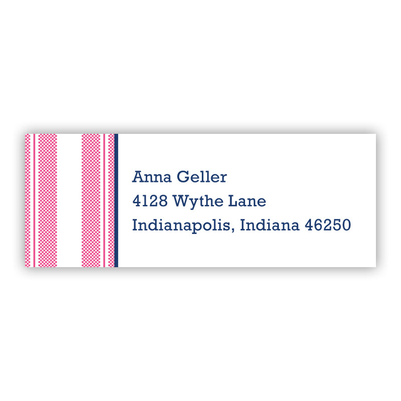 Personalized Address Labels Vineyard Stripe Raspberry - Boatman Geller
