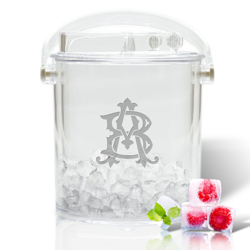 Monogram Chic Insulated Ice Bucket with Tongs (Unbreakable Acrylic)