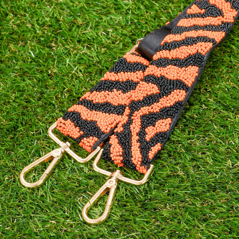 Custom Beaded Tiger Stripe Purse Strap