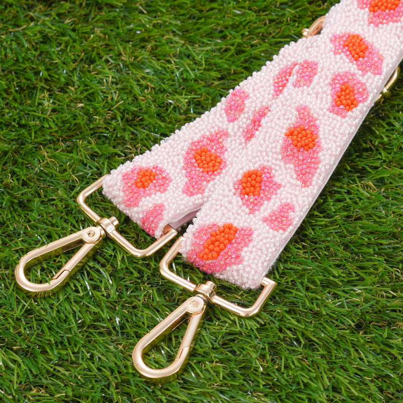 Wide Purse Strap - Custom Beaded Garden Party Pink