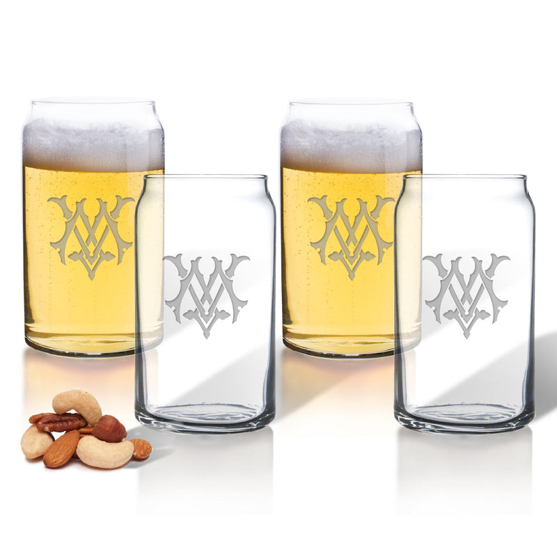 Monogram Chic Beer Can Glasses - Set of 4 – Classic Prep Monograms