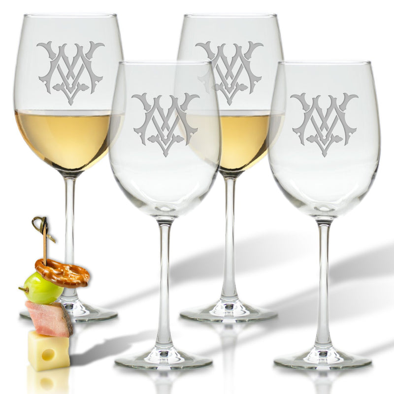 Monogrammed Sheer Rim Stemless Wine Glasses, Set/4