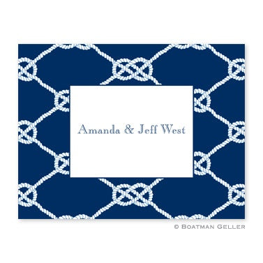 Personalized Folded Note Cards Nautical Knots Navy - Boatman Geller