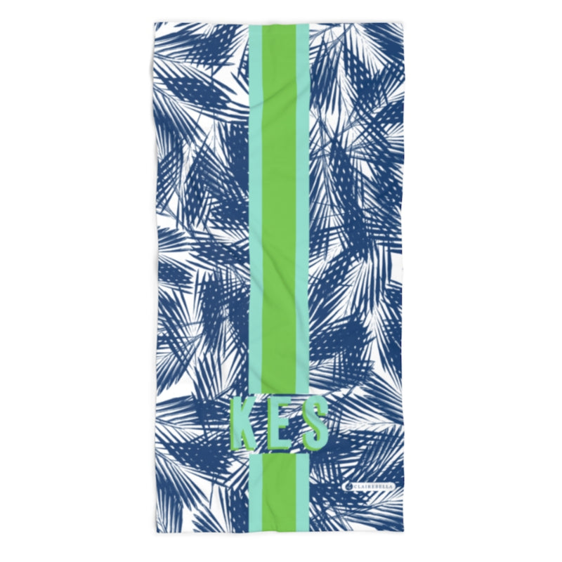 Beach Towel Palm Leaves Navy - Clairebella Studio