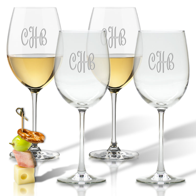 Monogram Wine Glasses - Set of 4