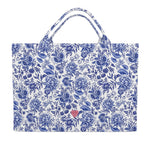 Jumbo Slouchy Denim Tote, MAHJ BABY CHINOISERIE BLEU