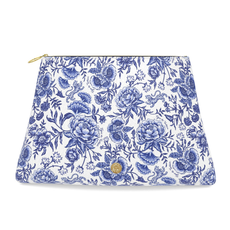 Roomy Leather Mahjong Tile Bag, CHINOISERIE BLEU