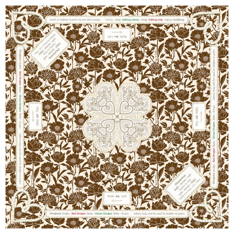 Mahjong Gaming Mat, COCONUT PEONY **RULES EDITION**