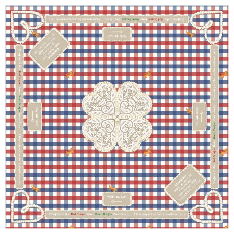 Mahjong Gaming Mat, RED WHITE & ROAR **RULES EDITION