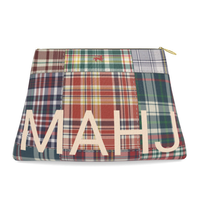 Roomy Leather Mahjong Tile Bag, HANDBOOK PLAID