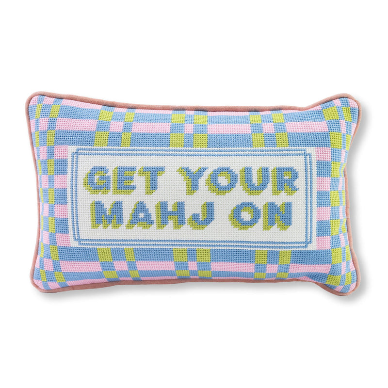 Get Your Mahj On Needlepoint Pillow