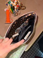 Roomy Leather Clutch, STRAWBERRY