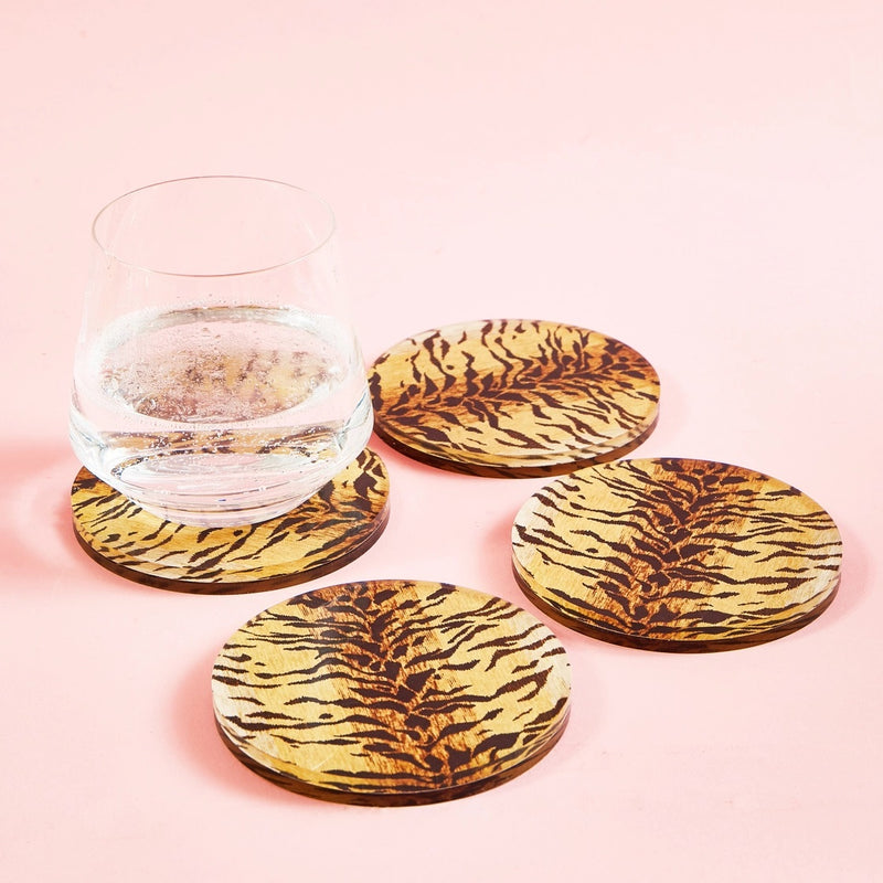 Bengal Print Acrylic Drink Coaster Set