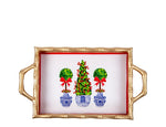 Christmas Topiaries Enameled Chang Mai Tray