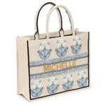 Madeleine Tote - Block Print Blue