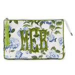 Block Print Monogram Travel Case - Blue Hydrangea