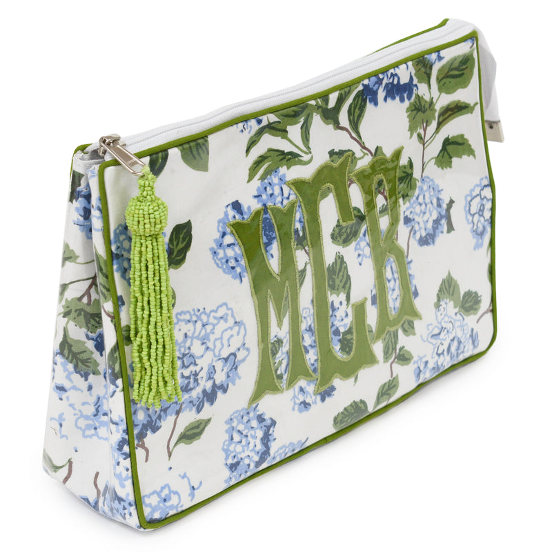 Block Print Monogram Travel Case - Blue Hydrangea