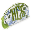 Block Print Monogram Cosmetic Case - Blue Hydrangea