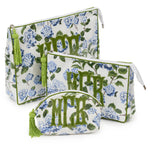 Block Print Monogram Cosmetic Case - Blue Hydrangea