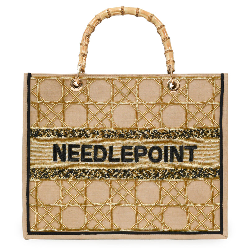 Madeleine Tote - Gold Cane on Khaki