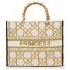 Madeleine Tote - Gold Cane on White