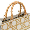 Madeleine Tote - Gold Cane on White