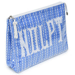 Block Print Monogram Travel Case - Blue Bubble