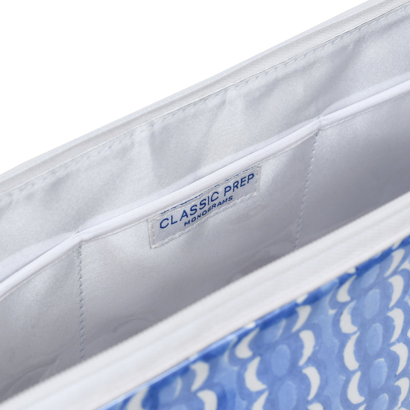 Block Print Monogram Travel Case - Blue Bubble