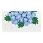 Half Barrel Beaded Monogram Clutch - Blue Hydrangea