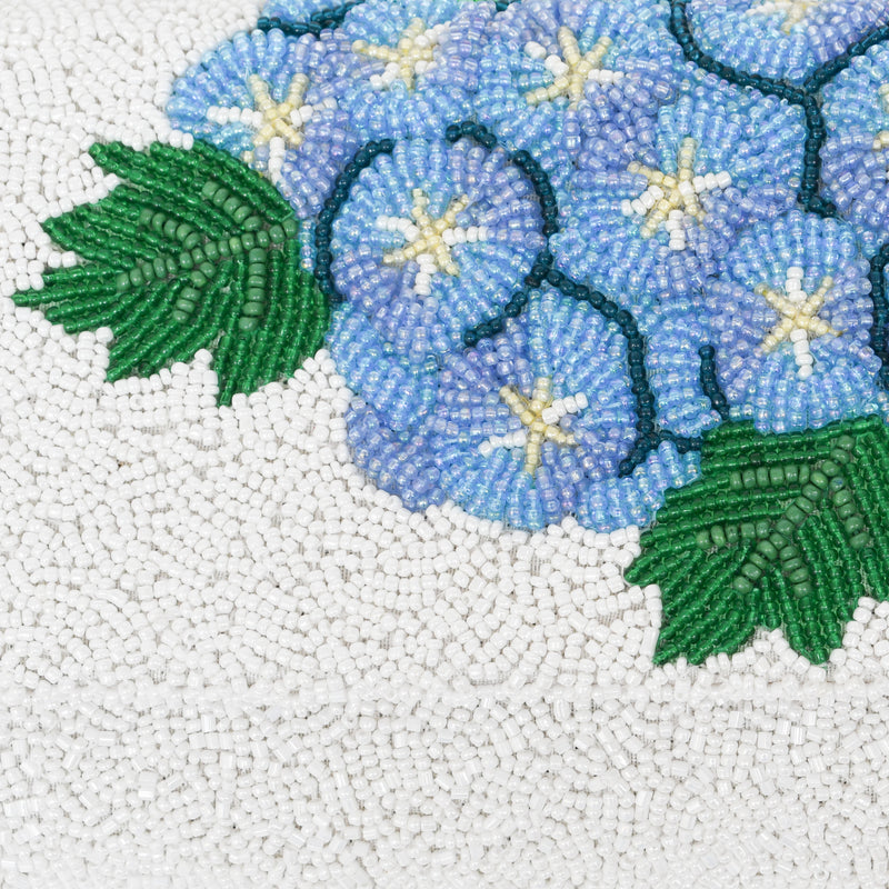 Half Barrel Beaded Monogram Clutch - Blue Hydrangea