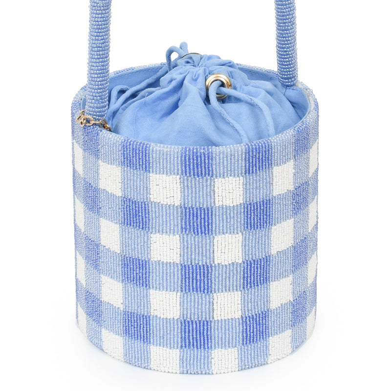 Byrdie Bucket Bag - Blue Gingham