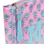 Block Print Monogram Travel Case - Pink | Caribbean