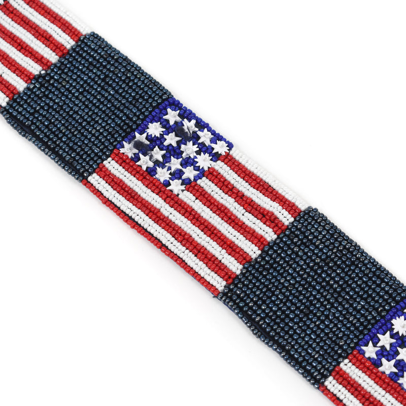 Wide Purse Strap Custom Beaded American Flag