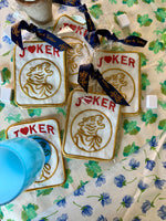 Embroidered Linen Cocktail Napkins- TIGER JOKERS