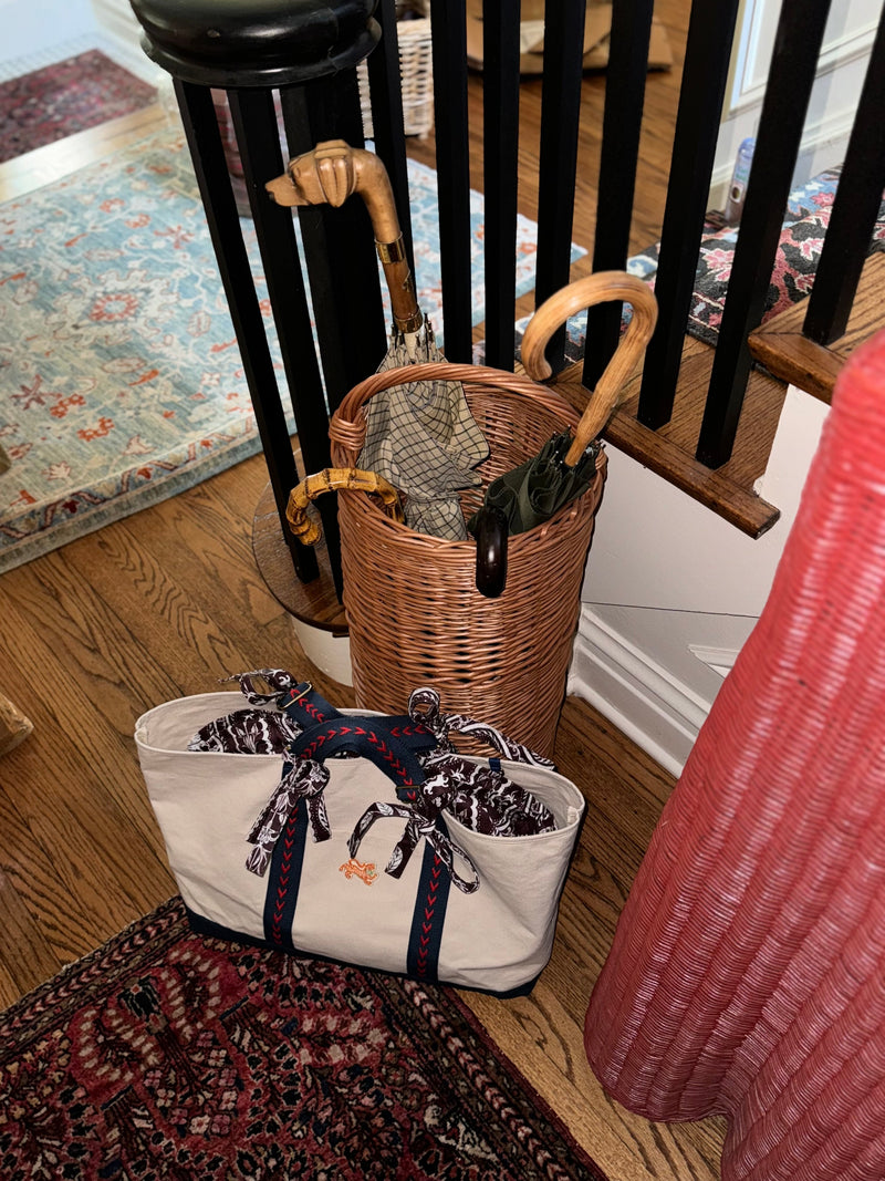 Tigre de Tartán Signature Canvas Tote, NAVY ADJUSTABLE
