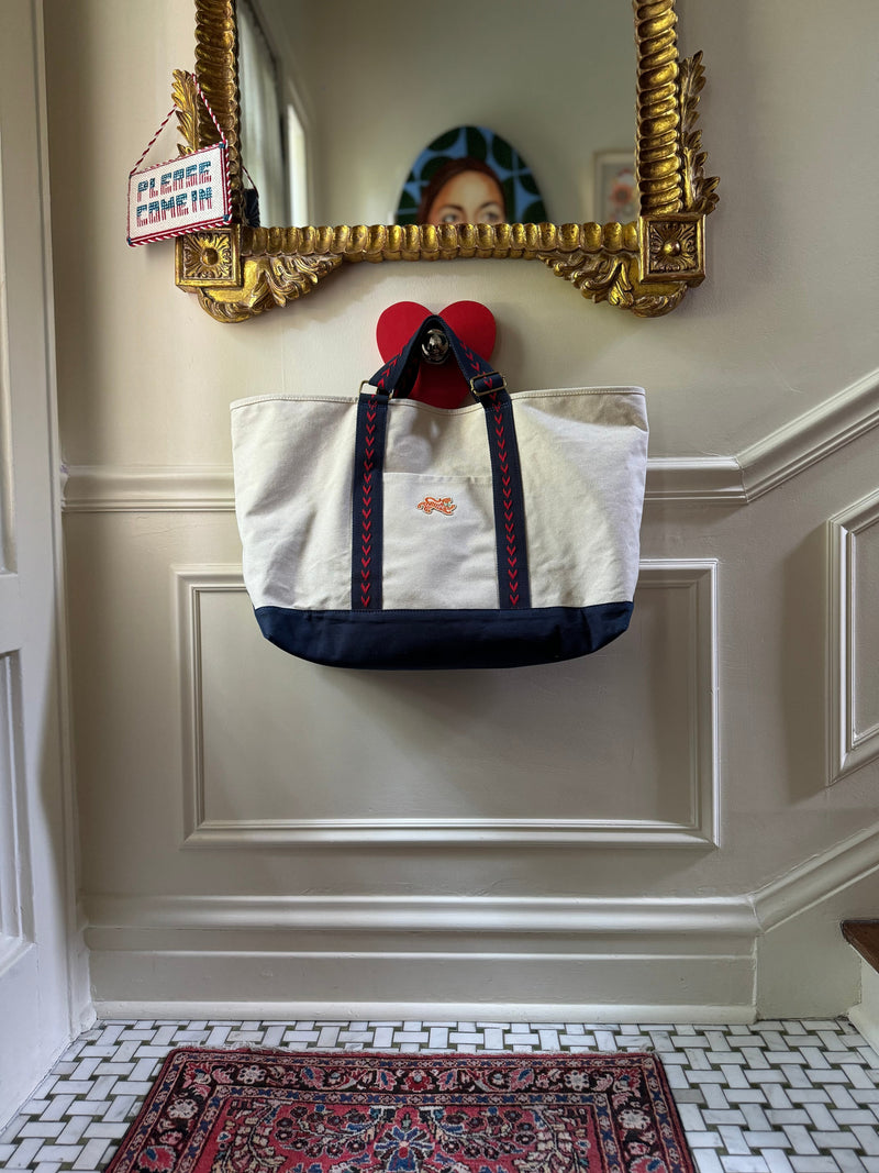 Tigre de Tartán Signature Canvas Tote, NAVY ADJUSTABLE