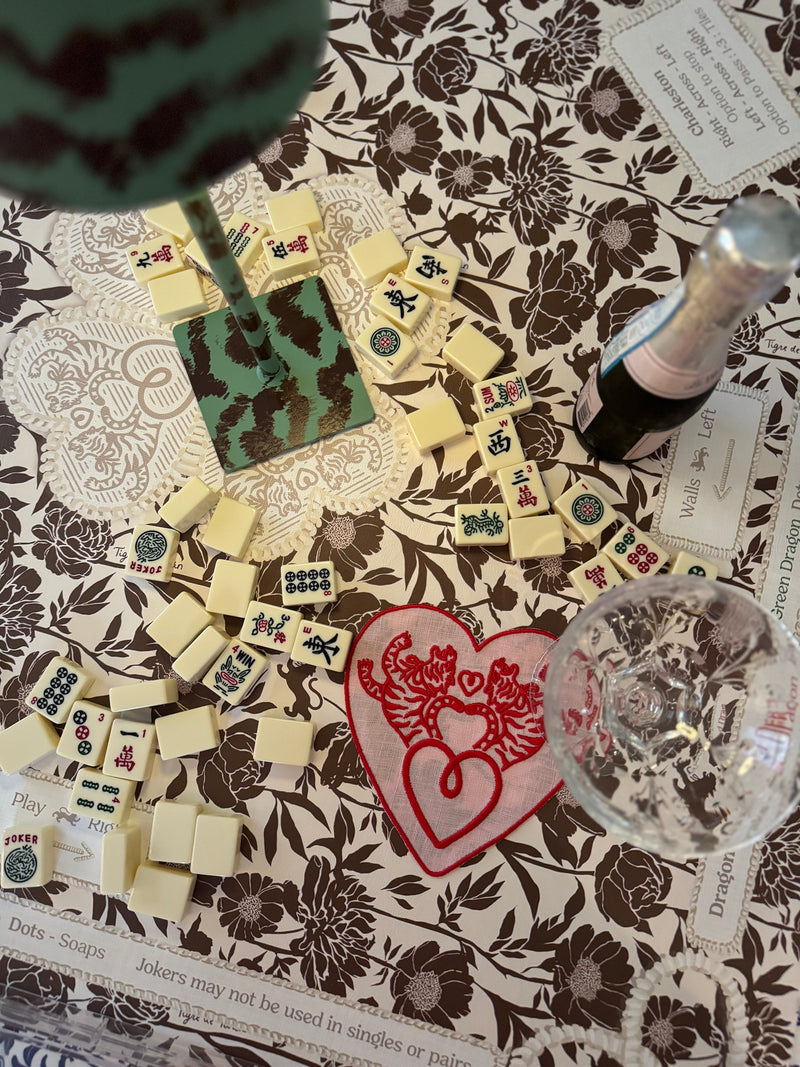 Mahjong Gaming Mat, COCONUT PEONY **RULES EDITION**
