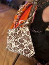 Roomy Leather Tile Bag- LOVE LANGUAGE. NEEDLEPOINT