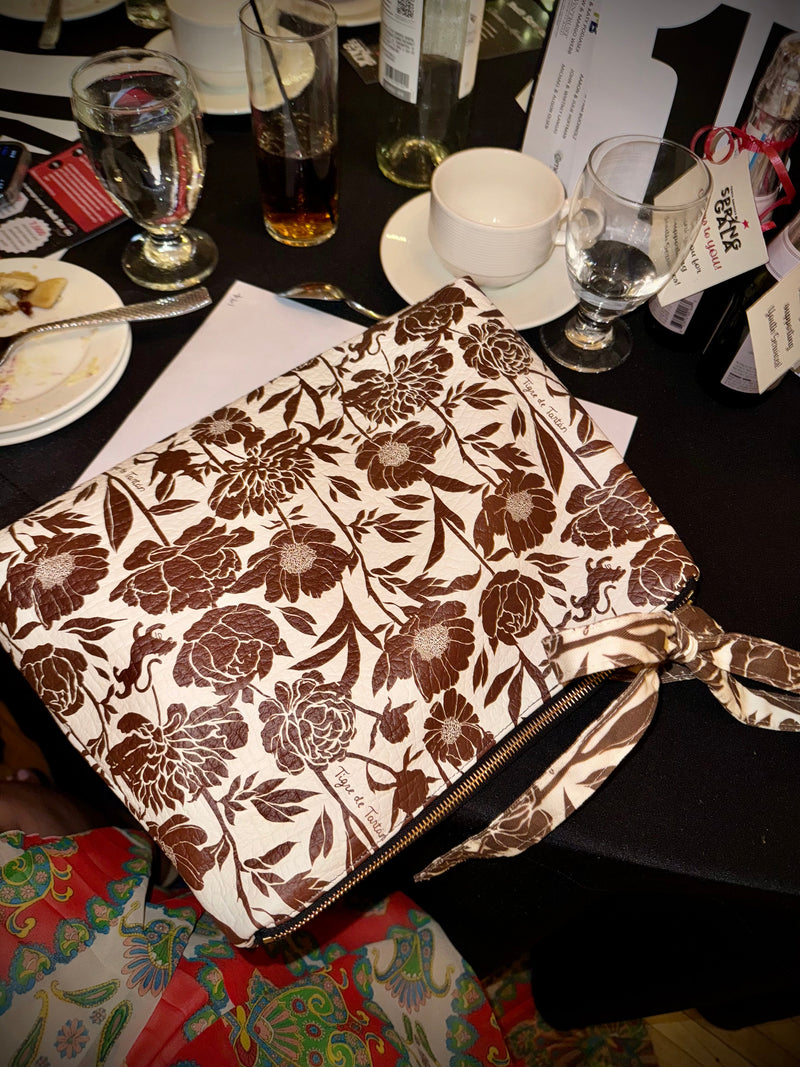 Roomy Leather Tile Bag- LOVE LANGUAGE. NEEDLEPOINT