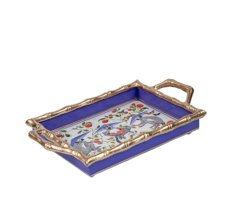 Monkey Trio Enameled Chang Mai Tray 10x14