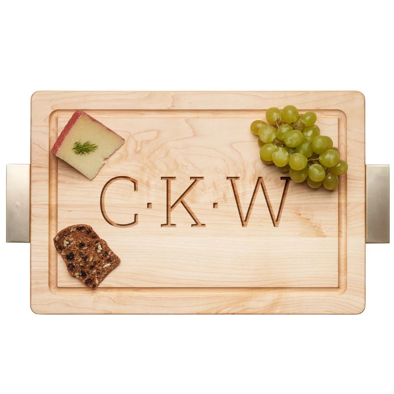 Personalized Wood Cutting Board with Gold Handles